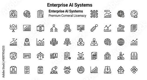 Enterprise AI Systems Icons: Business, Data, Technology, Analytics & People