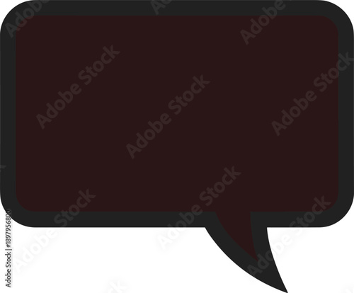 Black speech bubble silhouette with rounded corners, empty callout box vector icon for communication, chat, and text message design elements. (20 words)