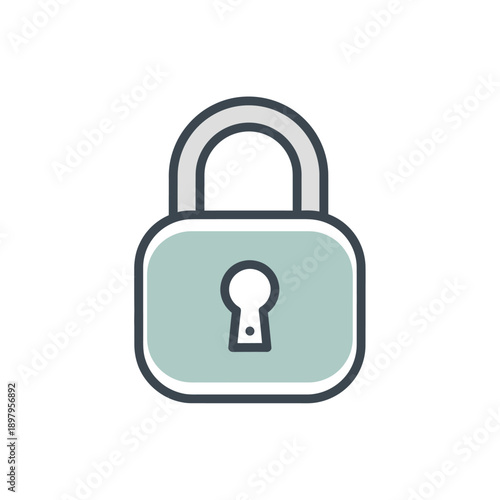 Illustration of a closed padlock symbol, representing security and safety. A simple and modern graphic representing protection and privacy