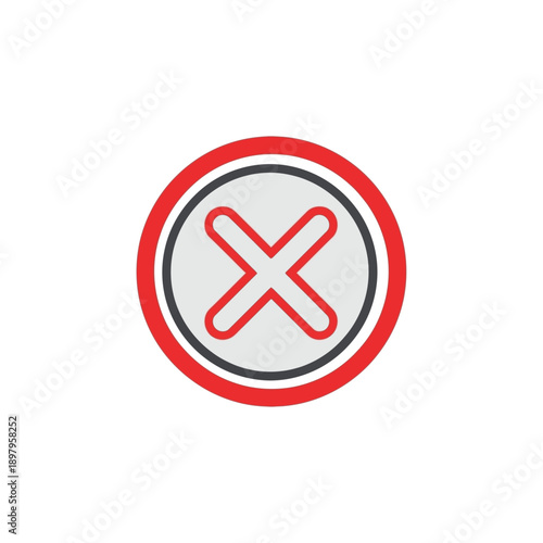 Red circular cross mark icon symbolizing incorrectness or refusal, a graphic representation of a negative response