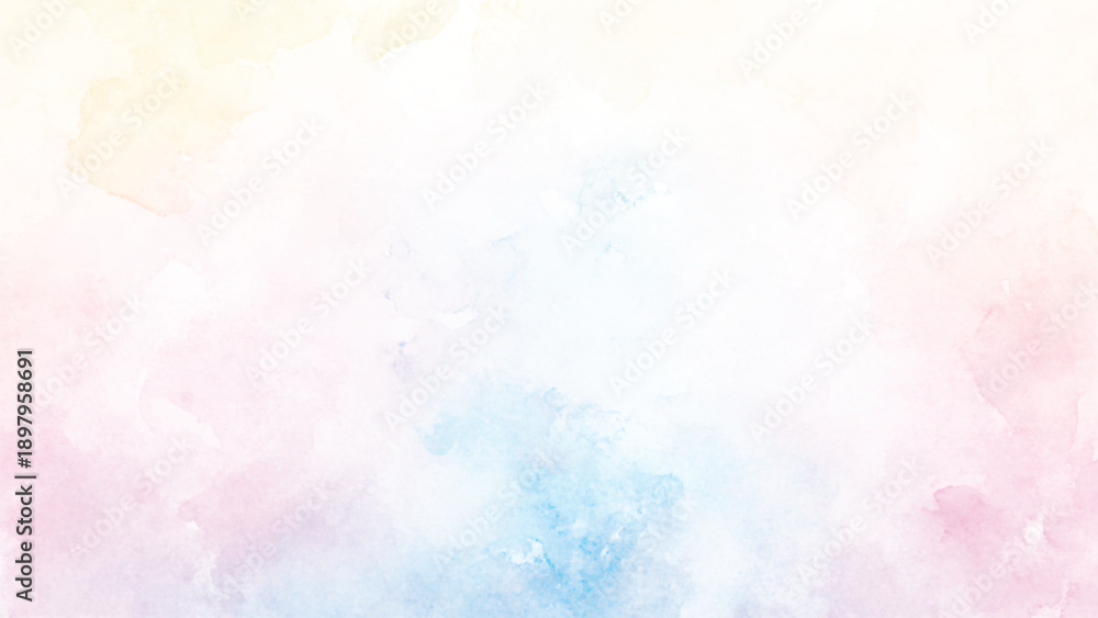 Fototapeta premium Abstract blue winter watercolor background. Sky pattern with snow. Light blue watercolour paper texture background. Vector water color design