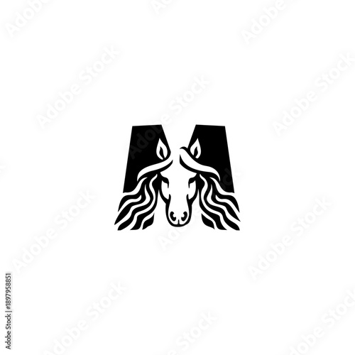 Horse Head Letter M Logo Vect...
