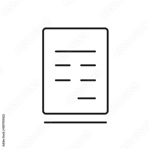 A vector icon of a document with horizontal lines, indicating an unpaid balance, created in line style with editable stroke