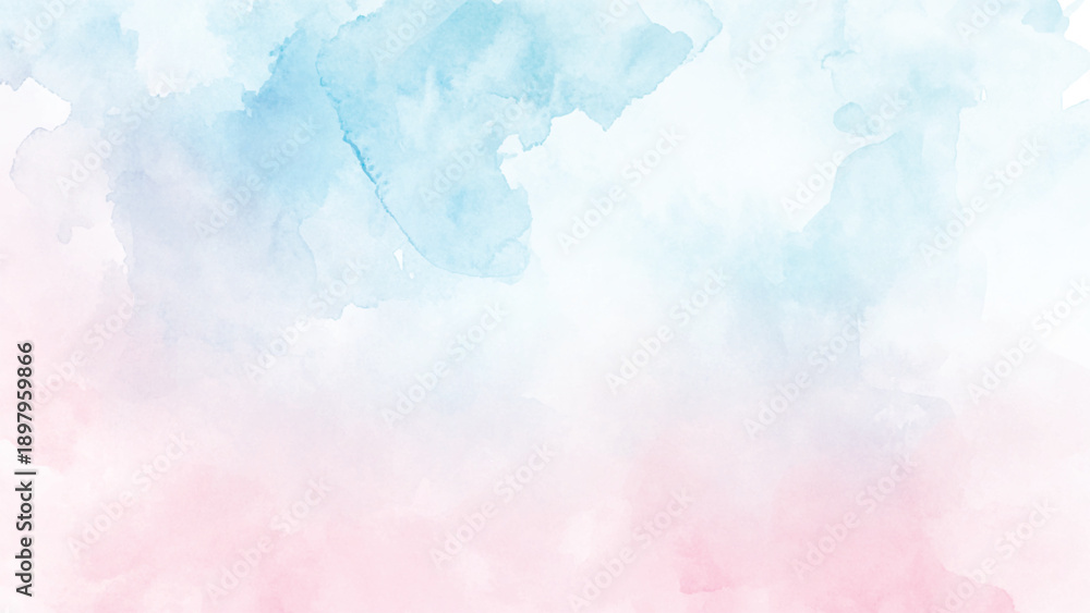 Fototapeta premium Abstract blue winter watercolor background. Sky pattern with snow. Light blue watercolour paper texture background. Vector water color design