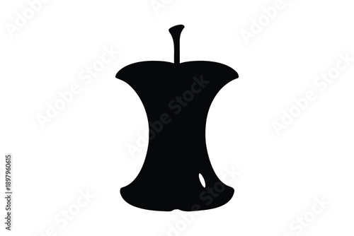 Apple core silhouette vector, Apple core icon
