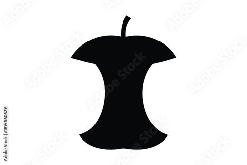 Apple core silhouette vector, Apple core icon
