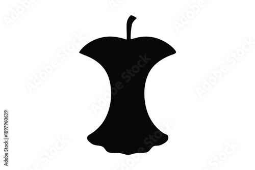 Apple core silhouette vector, Apple core icon