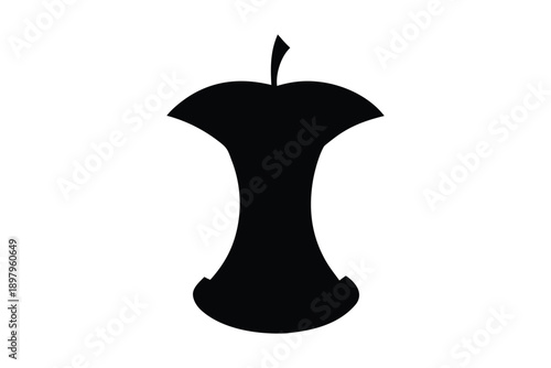 Apple core silhouette vector, Apple core icon