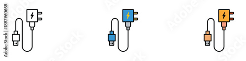 Charger icon vector. power adapter and usb cable symbol. vector illustration.