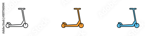 Scooter bike icon vector. kick scooter, ride, vehicle symbol. vector illustration.