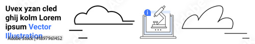 Free Download Scientific research, biotechnology, innovation, data storage, education, cloud computing. Microscope with digital interface and cloud outlines. Scientific research and cloud computing concept - GFXLoad
