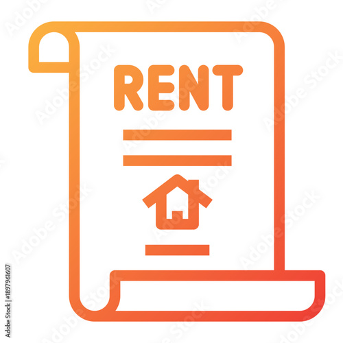 Line gradient icon of a rental document scroll