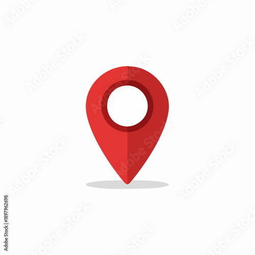 Red Location Map Pin Icon for Navigation, GPS Tracking, and Address Marker Design