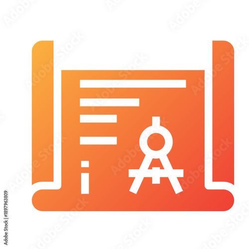 Solid gradient icon of an architecture blueprint