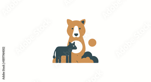Abstract illustration of animal figures in a modern minimalistic style design concept