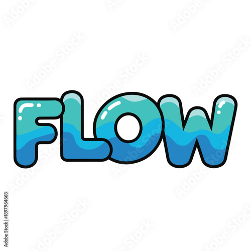 A stylized blue word