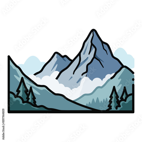 A stylized illustration of a mountain range (1)