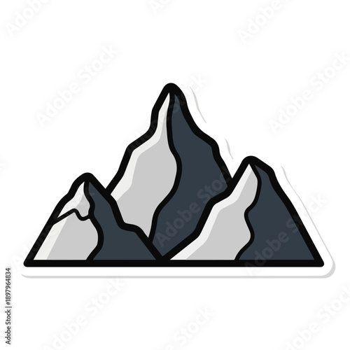 A stylized illustration of a mountain range