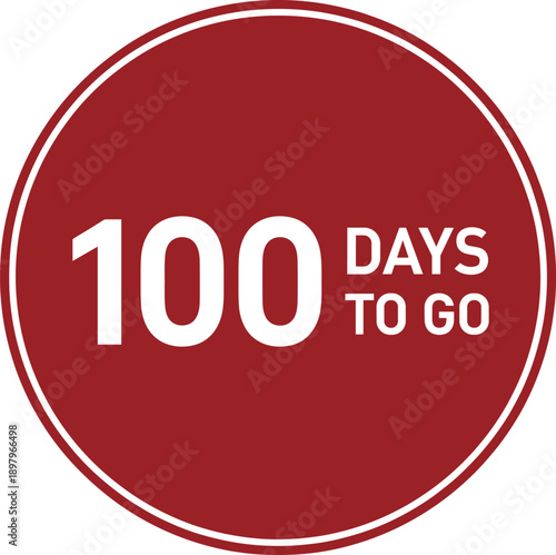 100 days to go red circular countdown badge vector illustration with bold typography for events, launches, and marketing campaigns