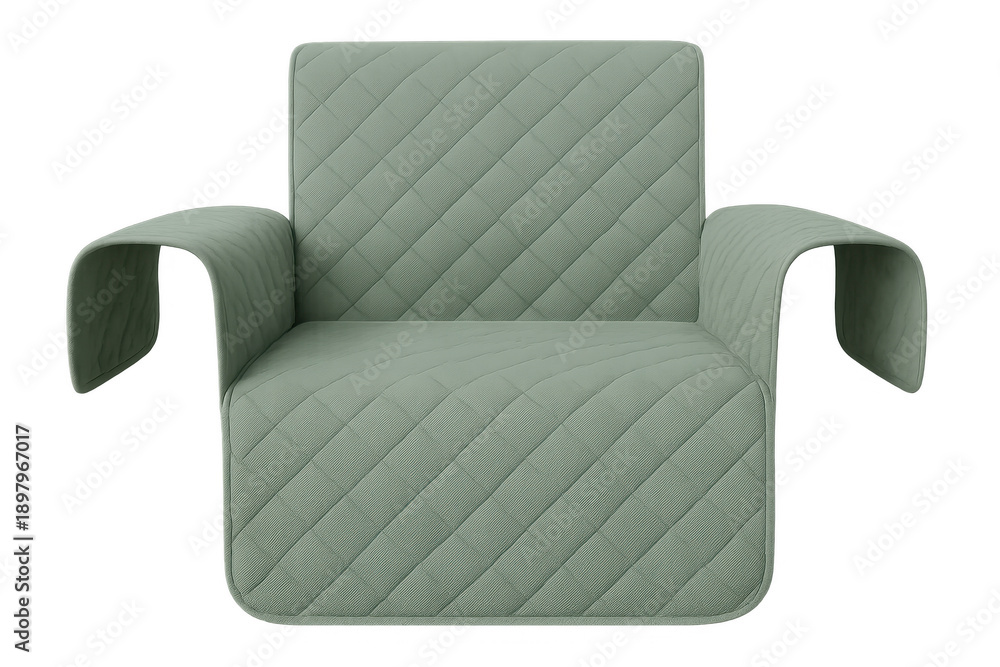 Obraz premium Green quilted armchair protecting cover transparent background