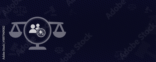 Artificial Intelligence in Family Law Social Relations and Private Partnership Regulations Vektor Illustration with Sparkles AI and Copy Space Justice Scales and People Icon