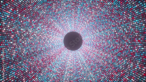 Circle particles tunnel. Computer generated 3d render