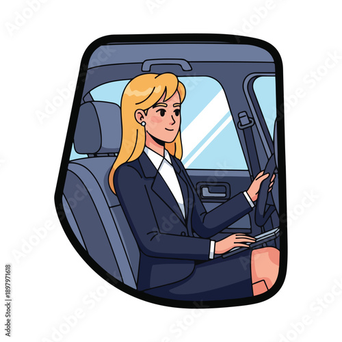 A woman driving a car