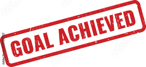 Red GOAL ACHIEVED Rubber Stamp on White Background Indicating Successful Completion