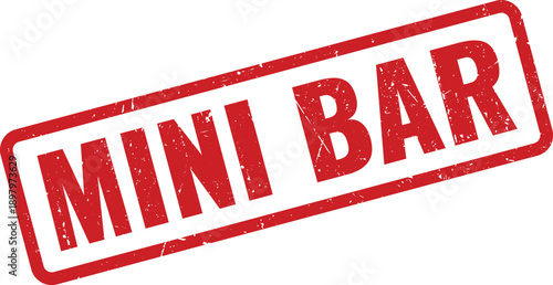 Red Mini Bar Rubber Stamp on White Background Indicating Small Drinks Section