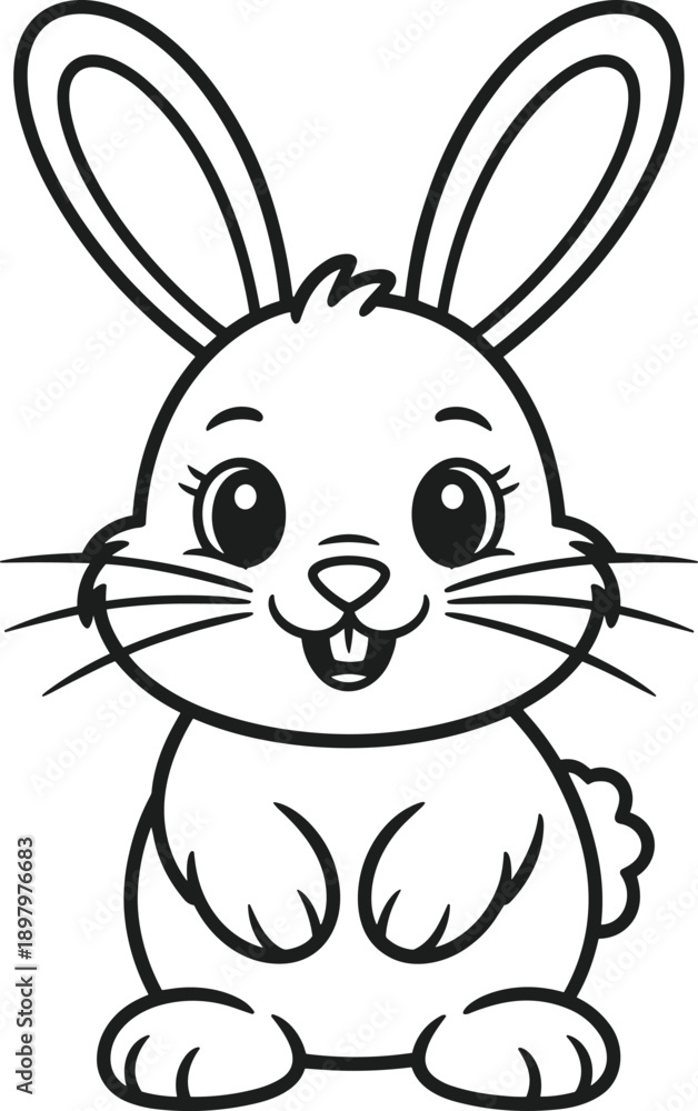 Obraz premium Cute bunny rabbit coloring page vector illustration animal cartoon