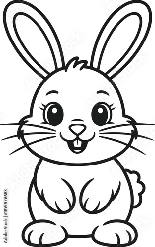 Cute bunny rabbit coloring page vector illustration animal cartoon