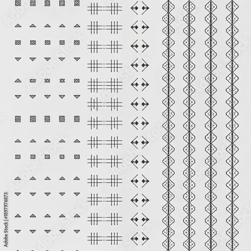 A collection of various geometric patterns and shapes in a vector graphic design