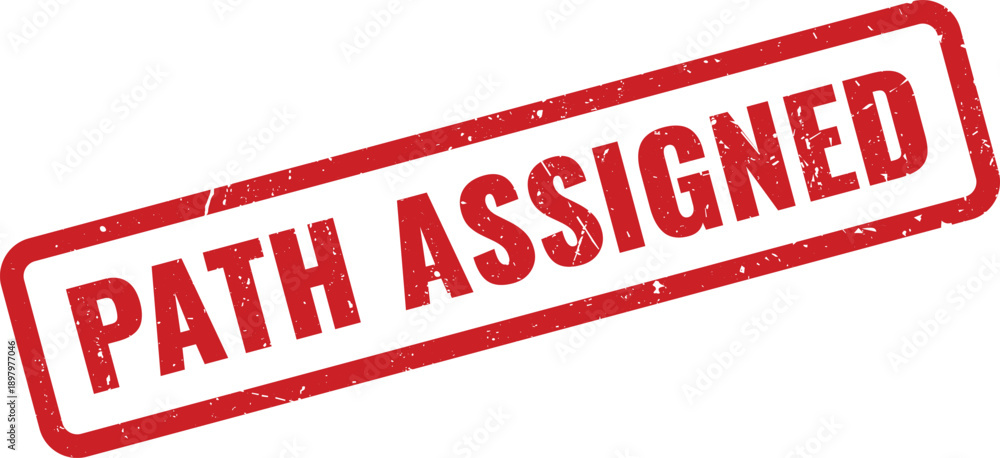 Fotografie Red PATH ASSIGNED Rubber Stamp on White Background Indicating Task Allocation