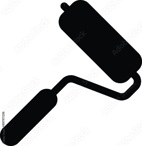 Paint roller silhouette vector illustration on checkered background for design graphic tool for painting house renovation DIY decoration project