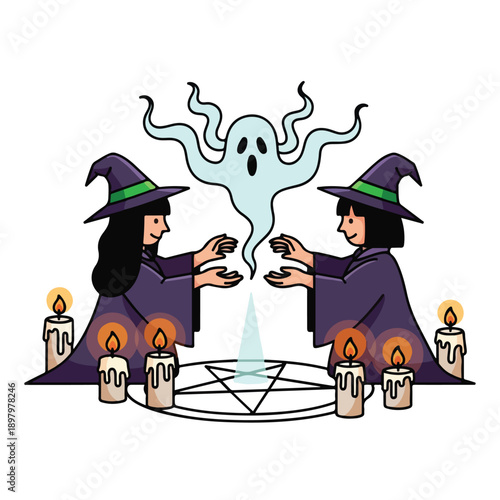 Two witches conjure ghost