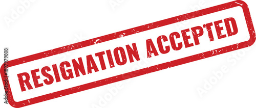 Red Resignation Accepted Rubber Stamp on White Background Indicating Approval of Employee Resignation