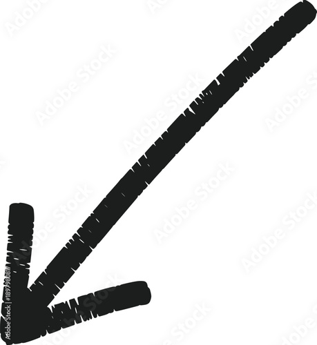 Hand Drawn Doodle Emphasis Arrow Icon with Curved Zigzag Line and Playful Quirky Style, Sketchy Direction Pointer Symbol Featuring Wavy Motion