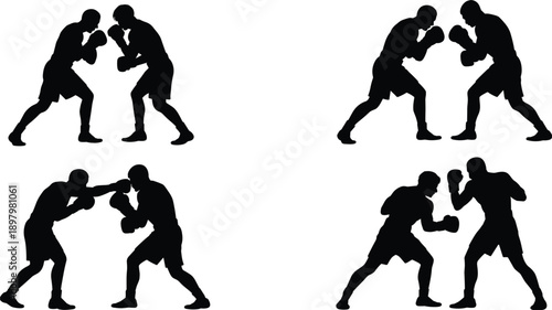 Two Boxers Facing Each Other in a Fighting Stance vector