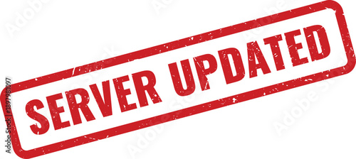 Red SERVER UPDATED Rubber Stamp on White Background Indicating Software Upgrade