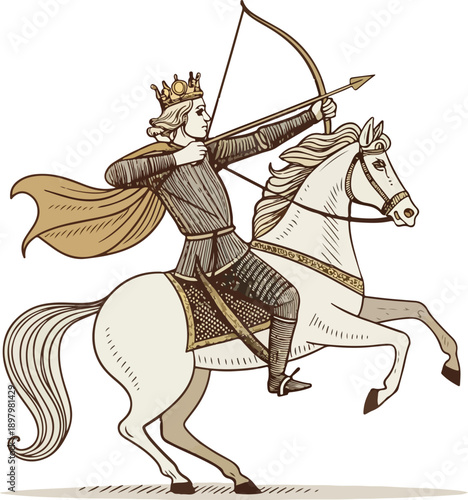 premium vector illustration of Warrior archer