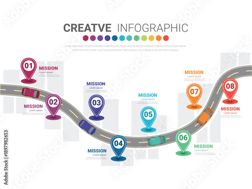 Infographic design template with 9 options, Can be used for process diagram, presentations, workflow layout, banner, flow chart, info graph.