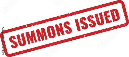 Red Summons Issued Rubber Stamp on White Background Indicating Legal Action Required