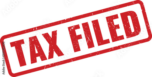 Red TAX FILED Rubber Stamp on White Background Indicating Successful Tax Submission