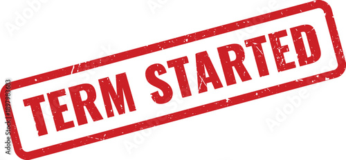 Red Term Started Rubber Stamp on White Background Indicating Initiation of Process