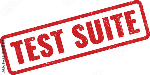 Red TEST SUITE Rubber Stamp on White Background Indicating Testing Collection