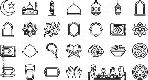 Flat design vector icon set for mobile app and web UI, clean and modern graphics