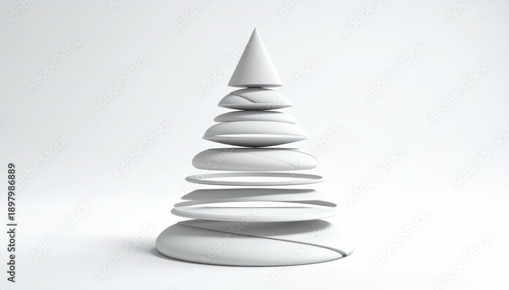 Fototapeta premium White Paper Cone Stack on White Background.
