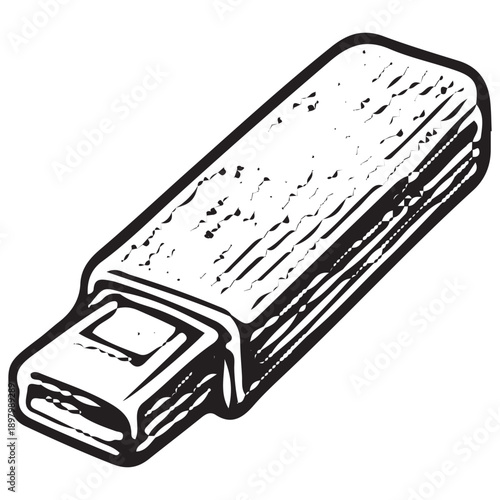Hand Drawn USB Flash Drive Icon Data Storage Technology Sketch
