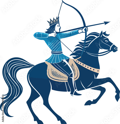 vector illustration of Warrior archer on horseback