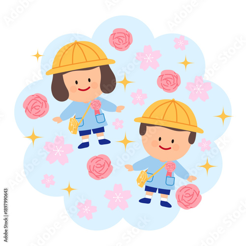 幼稚園入園おめでとうのお祝いイラスト